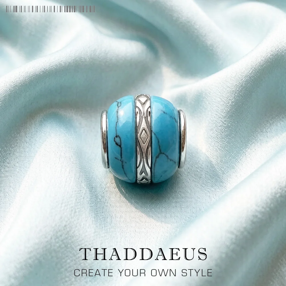 Perlenornament, Türkis, Luxus-Accessoires, 925er-Sterlingsilber, Charm für die Schmuckherstellung, Damen und Herren