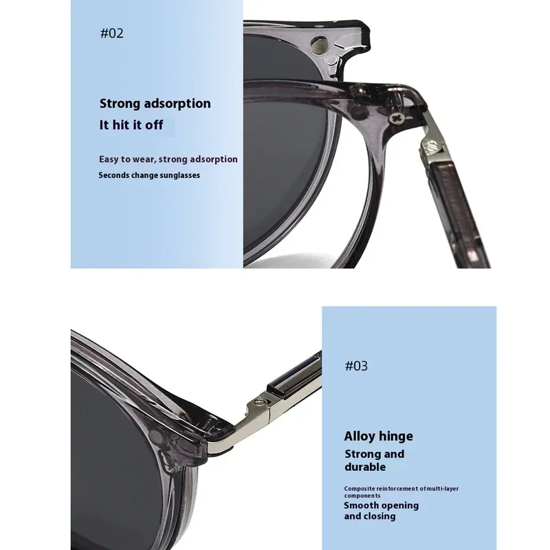 XUKA  Myopia Sunglasses Magnet Clip Optical Sports Women Round Glasses Transparent Brown Frame Custom Prescription Eyewear -0.50