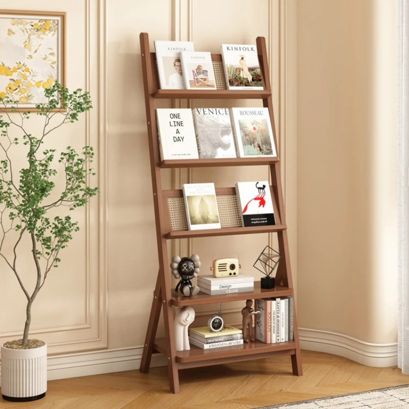 plastic rattan magazine rack floor-to-ceiling nordic corner newspaper rack integrated podstawka pod książkę office furniture