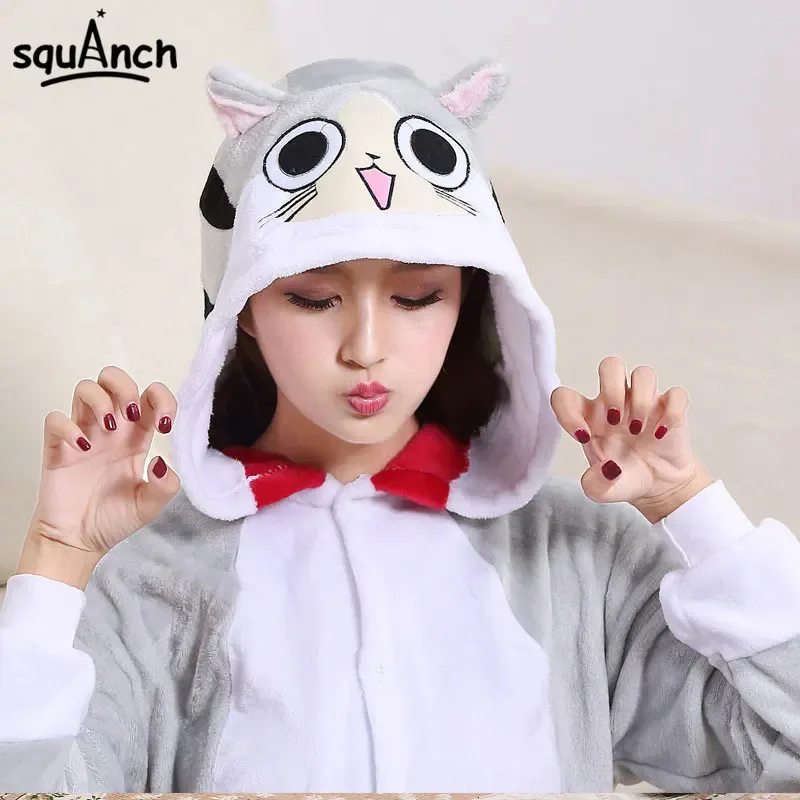 l2025l New Cosplay Kawaii Cat Onesie With Slippers Kitty Pajama Animal Kigurumis Women Girl Adult Overall Winter Warm Soft Homew view 5