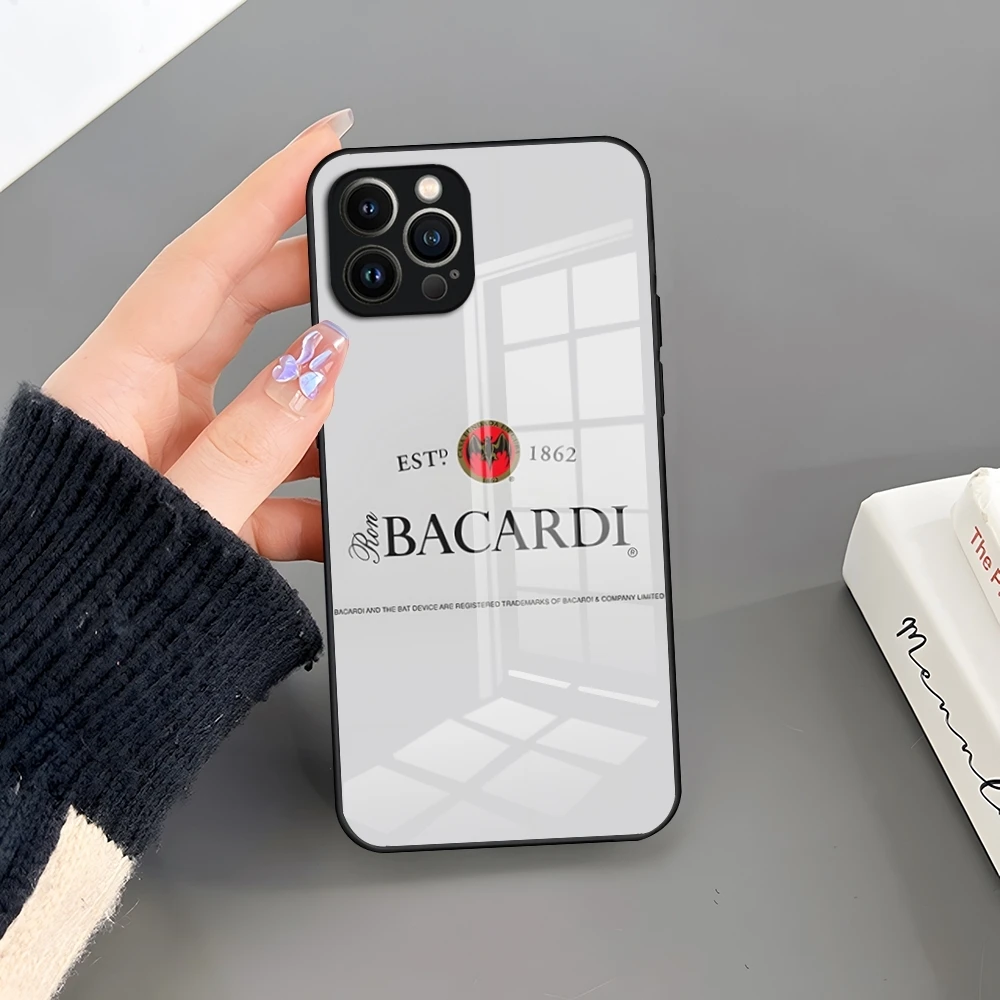 حافظة هاتف Bacardi Rum Vampire Bat من الزجاج المقسى لهاتف آيفون 16 Pro 15 Pro Max 14 13 12 11 X XR XS Max 8 7 Plus SE #6