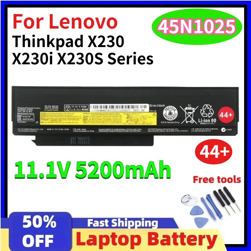 

For Lenovo Thinkpad Battery 45N1025 45N1024 45N1028 45N1029 45N1020 45N1021, 11.1V 5200mAh for Thinkpad X230 X230i X230S Series