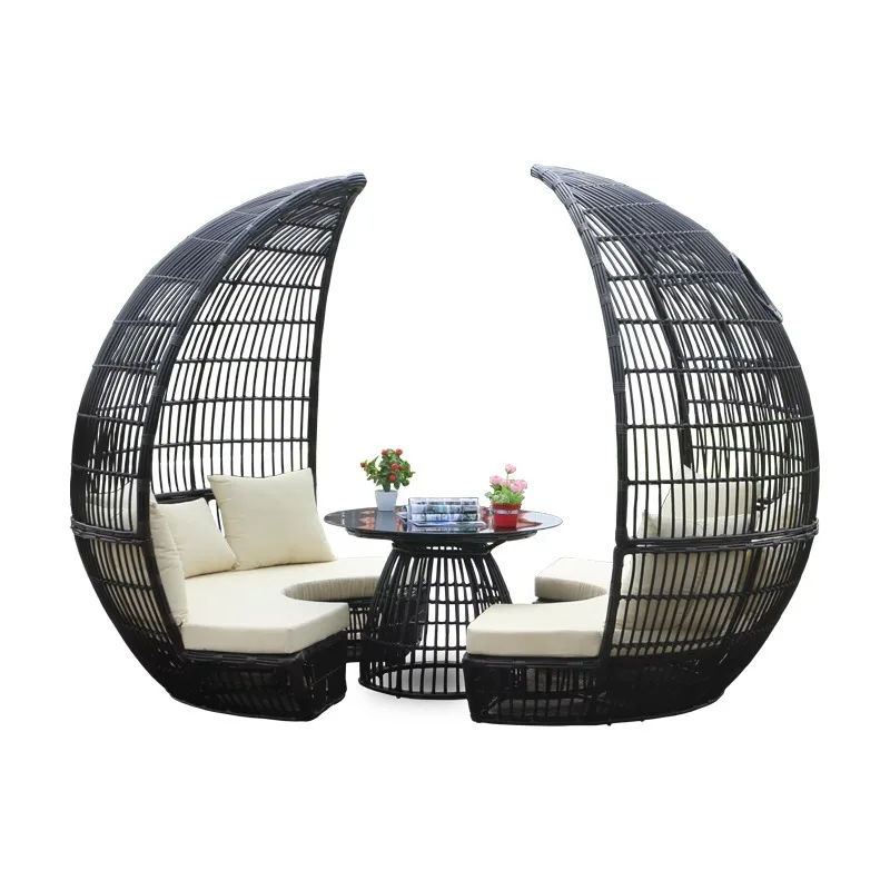 

Outdoor Creative Sofa Resort Pool Braided Rattan Chair Bed Rattan Chair Balcony Rattan Leisure Outdoor Lounger