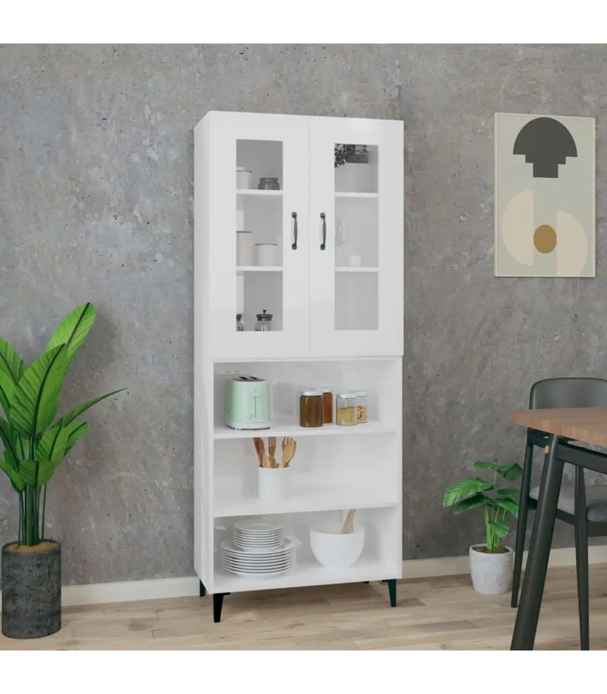 Sideboard high gloss white plywood 69,5x34x180 cm