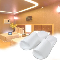 1pair Disposable Travel Hotel Slippers White Towelling Toe Bathroom Spa Shoes Sets Closed Washroom Accessories Shower Bath A2O6