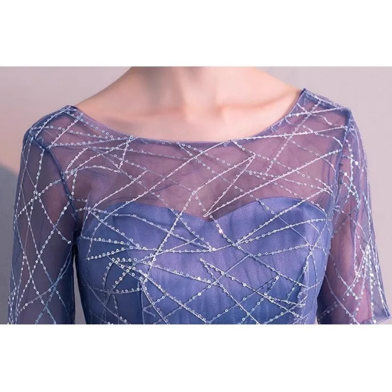 فستان سهرة طويل صيفي نسائي جديد لعام 2025 برقبة دائرية ومزاج عصري بقصة ضيقة وتخسيس فستان مأدبة المضيف