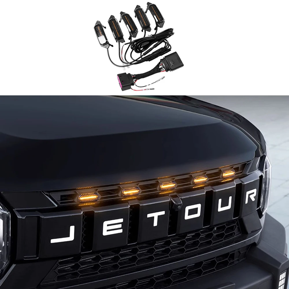 for T2 Jetour Traveler grille yellow light LED buckle non-destructive automotive accessories sticker modification decorative