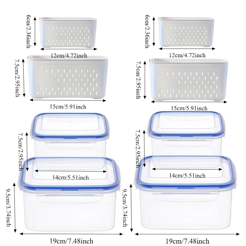 8pcs/set Large Capacity Fruit Storage Containers for Fridge with Removable Colander,Keep Berry Fruit Fresh Longer - view 6