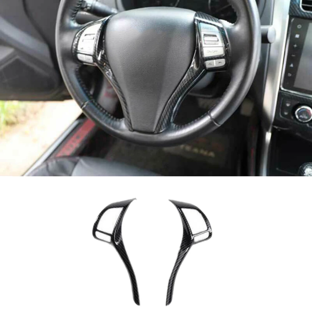 For Nissan Qashqai J11 X-Trail Teana Altima 2013-2018 Carbon Fiber Steering Wheel Switch Button Cap Cover Strip Trim