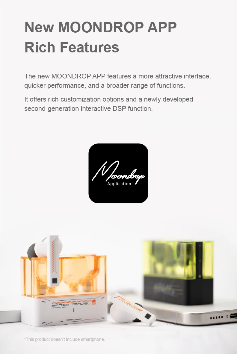 MOONDROP Space Travel 2 HiFi Noise-Cancelling TWS kabelloser Kopfhörer Bluetooth 6.0 ANC Low-Latency-Game-Modus SBC/AAC – Detail 9
