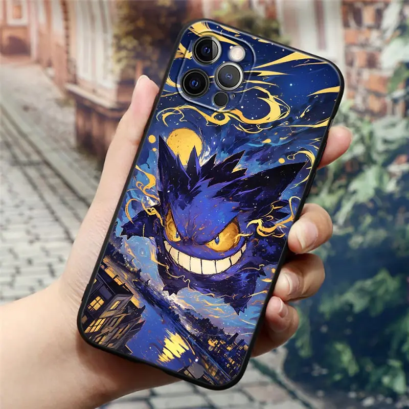 Gengar Ghost Pocket Monster Anime حافظة لهاتف أبل آيفون 16 15 14 13 12 11 Pro Max XR XS Max 7 8 Plus حافظة من السيليكون