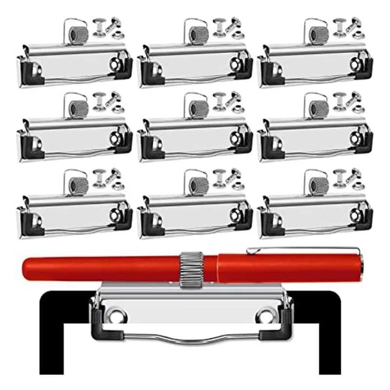 

-AT37 14 Pack Mountable Clipboard Clips With Pen Holder Clipboard Clips Hardware Clipboard Clamp Hardware For Office School