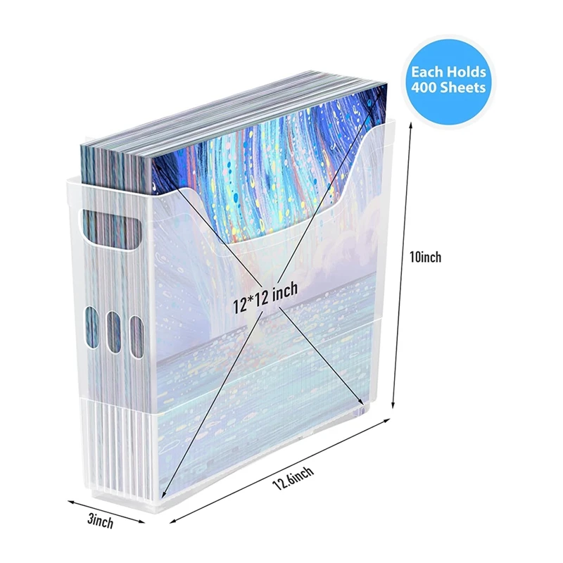 منظم ورق قصاصات مكون من 3 قطع مع عجلات مقاس 30 × 30 بوصة منظم ورق قصاصات بلاستيكي شفاف، تخزين حرفي متين