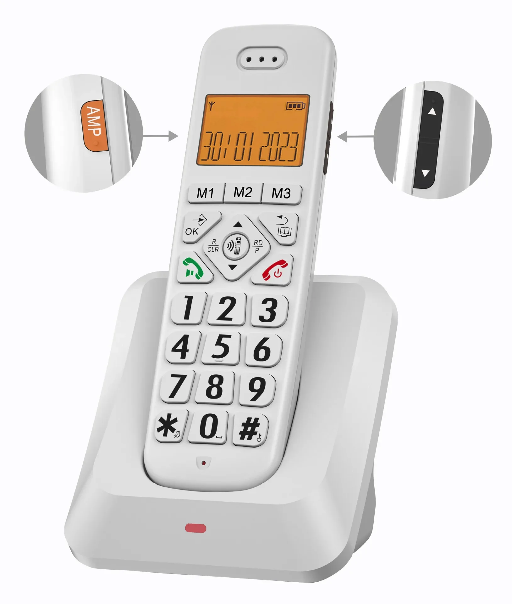 (Black)Business Office Home Digital Cordless Telephone Handheld Phone