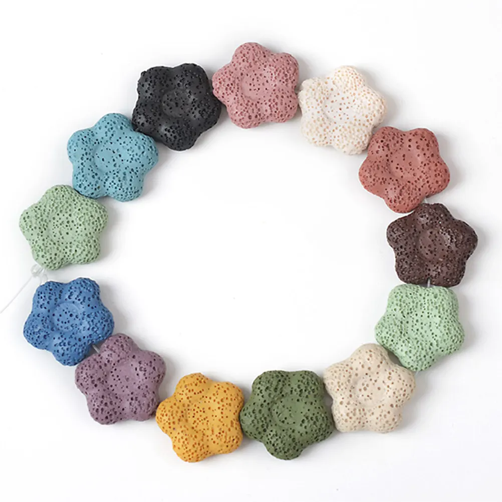 

18Pcs Volcanic Lava Pendant Charms Colorful Beads for DIY Necklace Bracelet Earrings Jewelry Craft Supplies