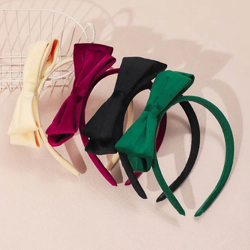 

Vintage Bow Baby Girl Hair Hoops Solid Color Bowknot Kids Princess Hairbands Korean Headwear Kids Hair Accessories Photo Props