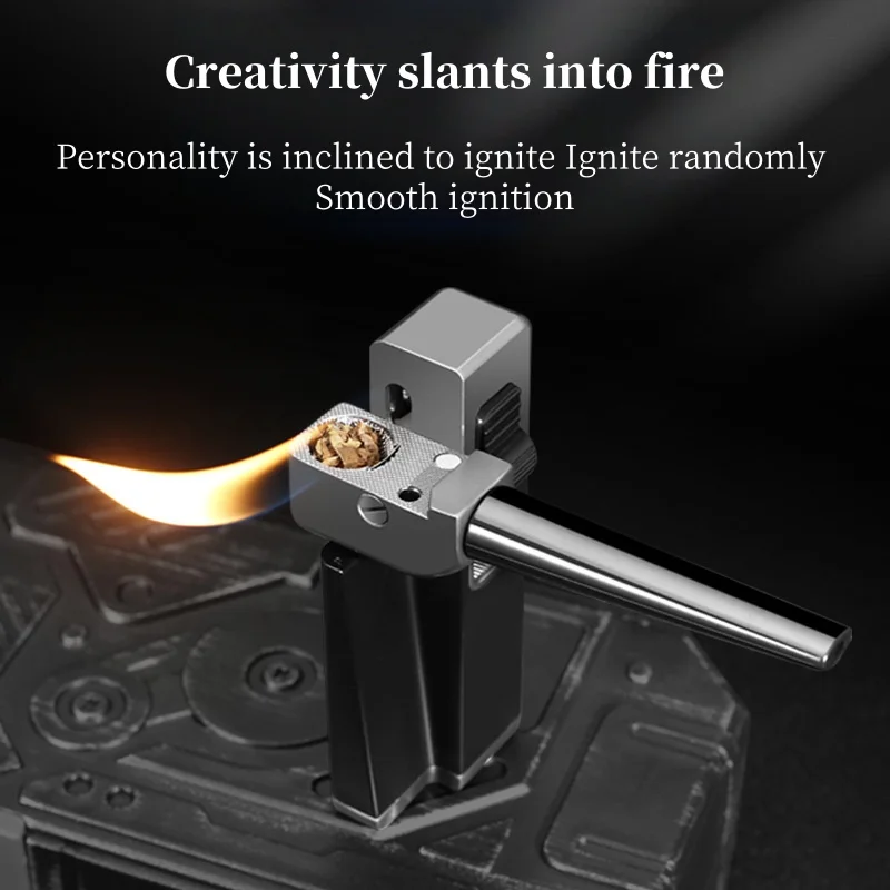 New Fashionable and Exquisite Folding Tube Integrated Inflatable Slant Flame Lighter Metal Material Men's High end Gift