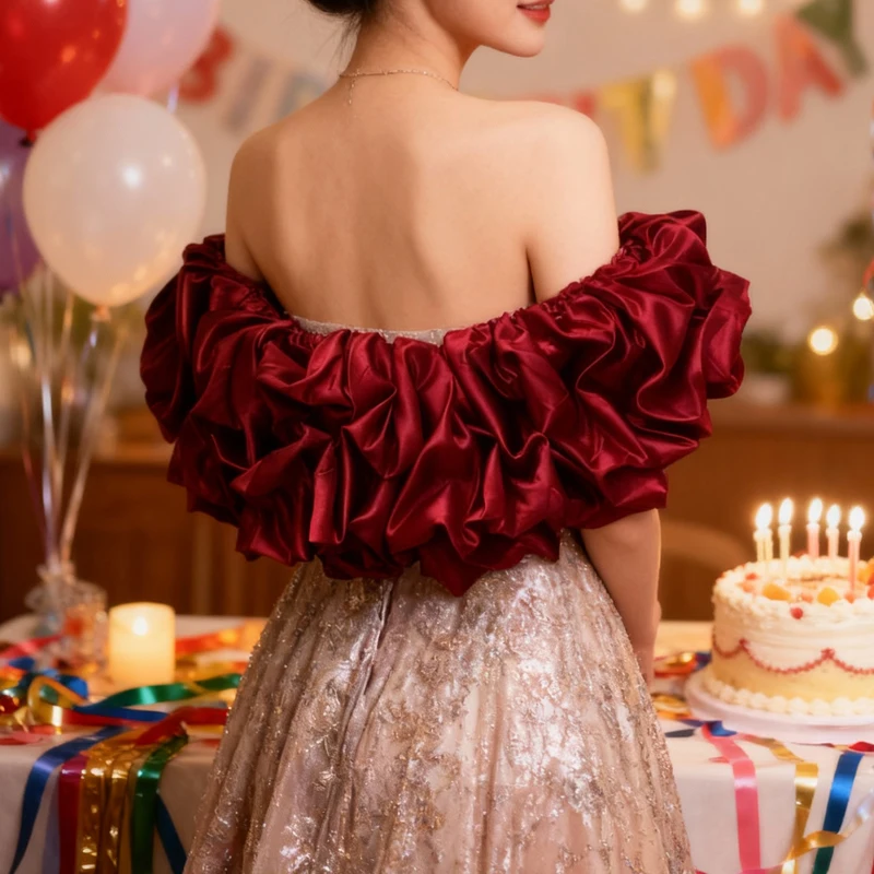 

Women ChicRuffles Wedding Wraps Satin Bridal Boleros Formal Party Shrug Capes Special Occasion Party Bridal Prom Dress Shawl