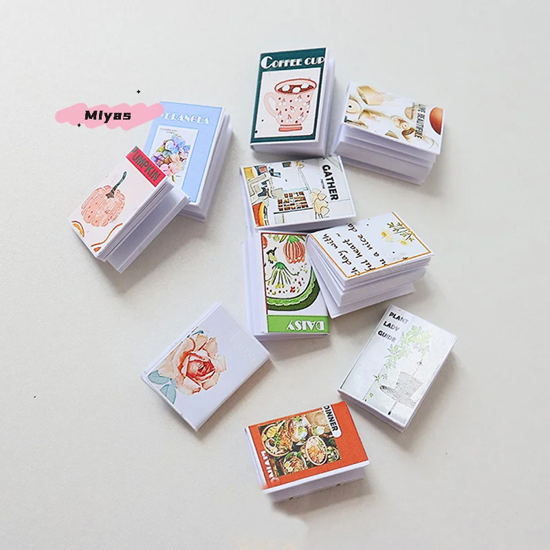 Juego de libros en miniatura para casa de muñecas, decoración para sala de estudio, accesorios de microescena para casa de muñecas, juguetes para juego de imitación, 5 uds.