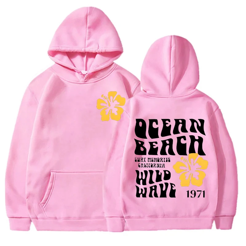 Beach Surf Hoodies for Women Hibiscus Preppy Clothes Coconut Girl Trendy Aesthetic Sweatshirt Long Sleeve Pullover Women Clothes