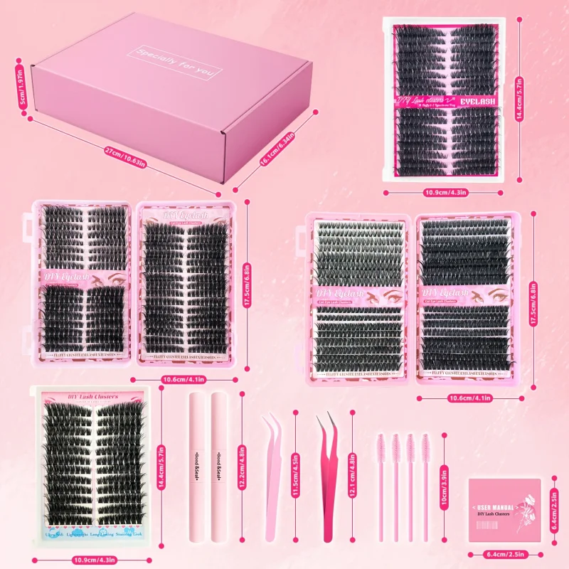 Kit de extensión de pestañas individual de 13 recuentos, herramienta profesional para mejorar los ojos, cosmético, maquillaje, grupos de pestañas, kit completo