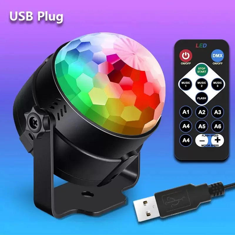 LED Disco Ball Light 3 Sound Activated Modes RGB Strobe Stage Light with Remote for Party Birthday Wedding Karaoke