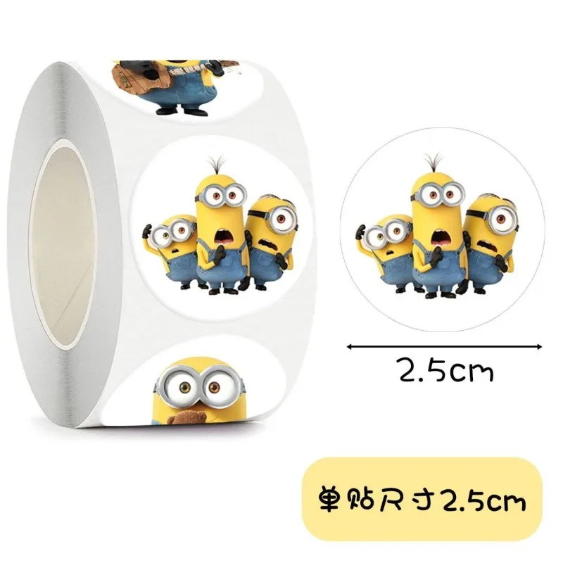 500PCS Minions Cartoon Reward Sticker Roll DIY Decor Notebook Pad Fridge Gift Stickers Seal Labels Envelope Sealing Scrapbooking