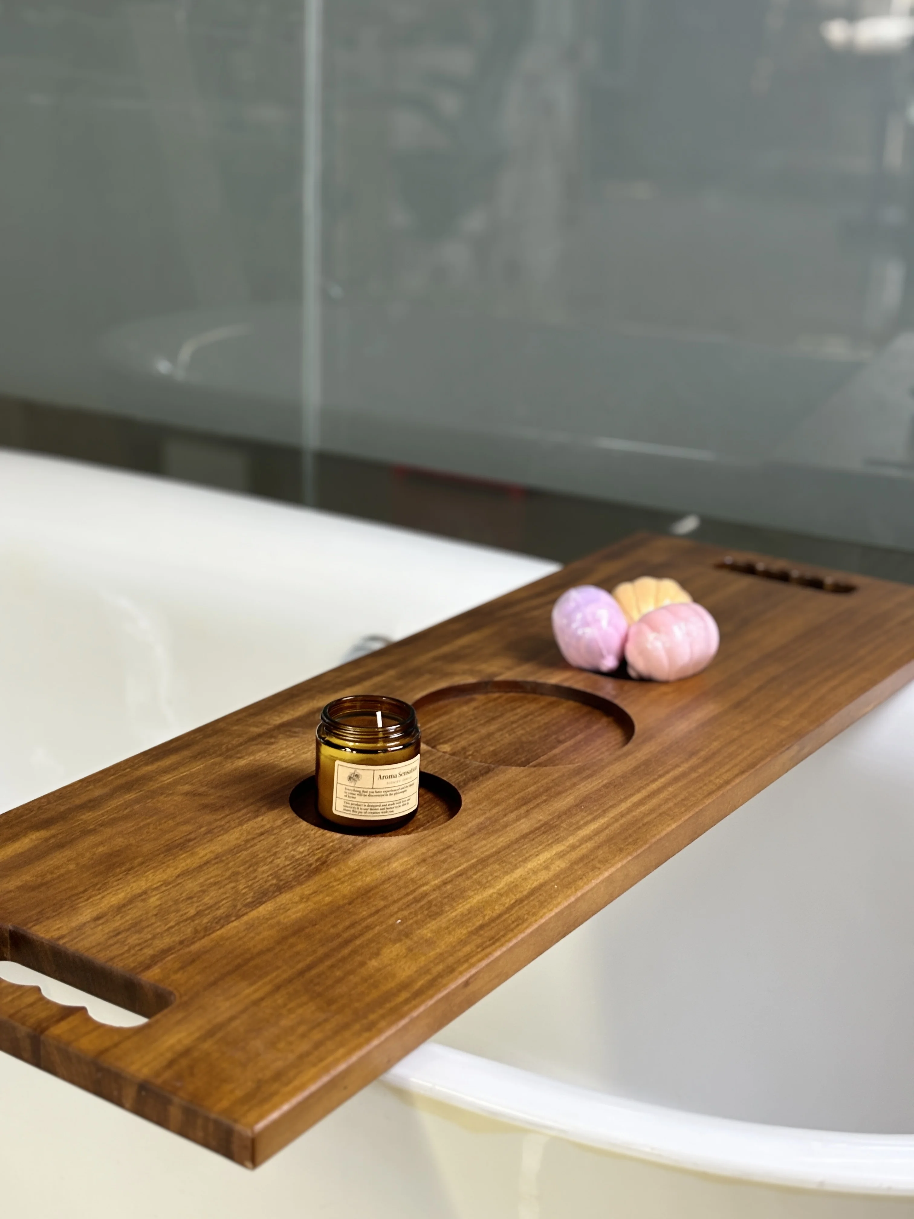 Solid Wood Bathtub Tray with S - Bath Caddy Tray recension och pris