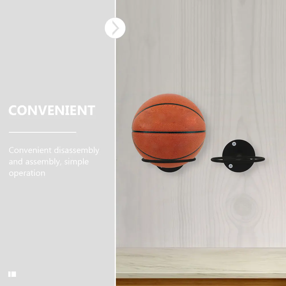 

2pcs Basketball Display Rack Iron Wall Mount Ball Holder Football Storage Stand Rust-Proof Durable Sports Balls Shelf For Home