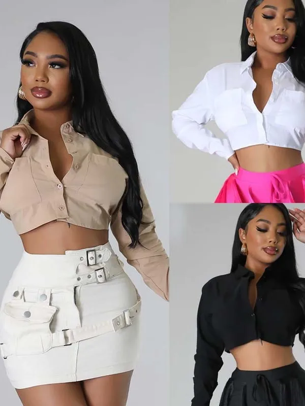 Slim Fit couleur Pure ort irt pour les femmes décontracté Sle régulier longueur Sve longue Collection d'été origine chinoise