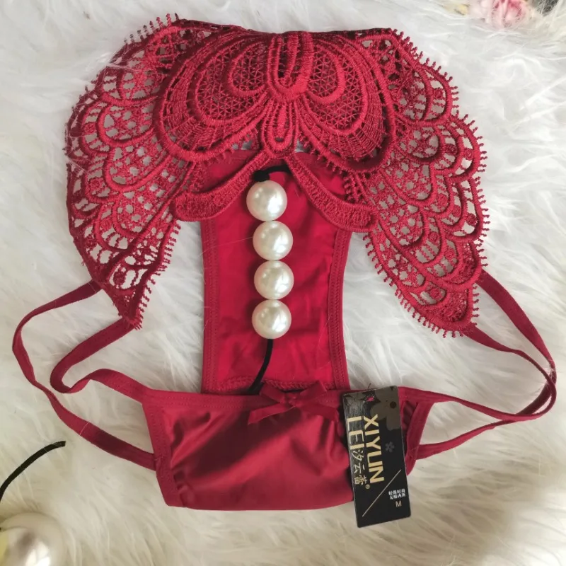 Imitation Pearl Panties, Enlarged Massage Beads, Sexy Thong, Tight Briefs Panties Women Sexy Hot  Crotchless  Thongs Women Sexy image 2