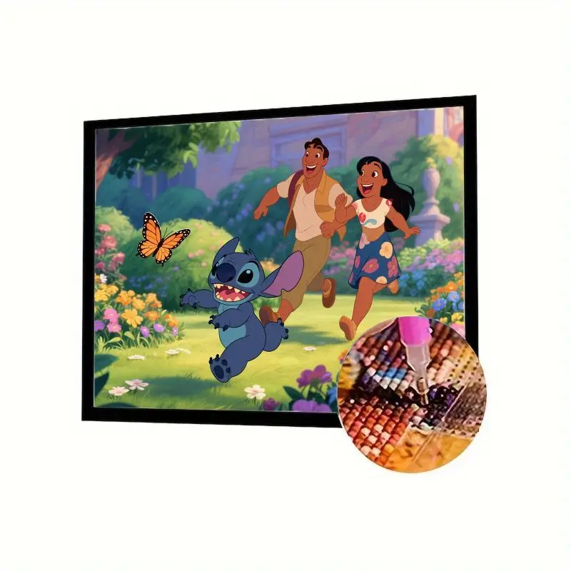 

1 шт. Disney Lilo & Stitch 5D DIY Набор для алмазной живописи - Полная дрель со стразами и вышивкой Stitch, Lilo & David Chasi