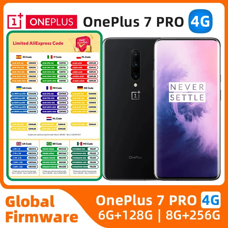 

Oneplus 7 Pro Mobile Phone 4G LTE 6.67" 8GB RAM 256GB Dual SIM Card Full Screen Snapdragon 855 Original used phone