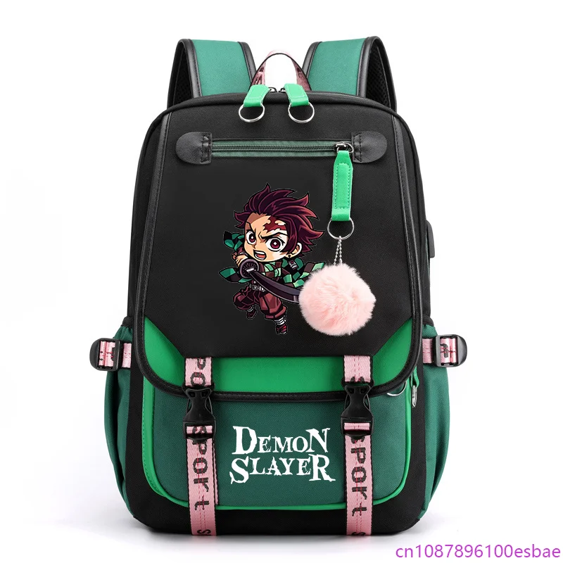 

New Fashion Kamado Tanjirou Backpack Outdoor Street Cool Anime Rucksack Teen USB Backpack School Backpacks