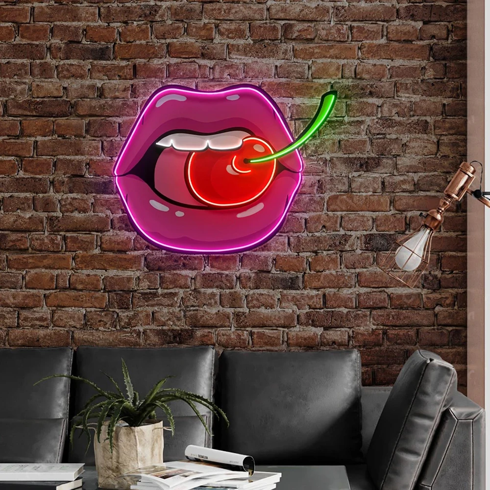 Sweet Cherry Flavor Neon Light Sign Office Living Room Interior Design Neon Sign Wall Art Led Light Home Party Wall Decoration