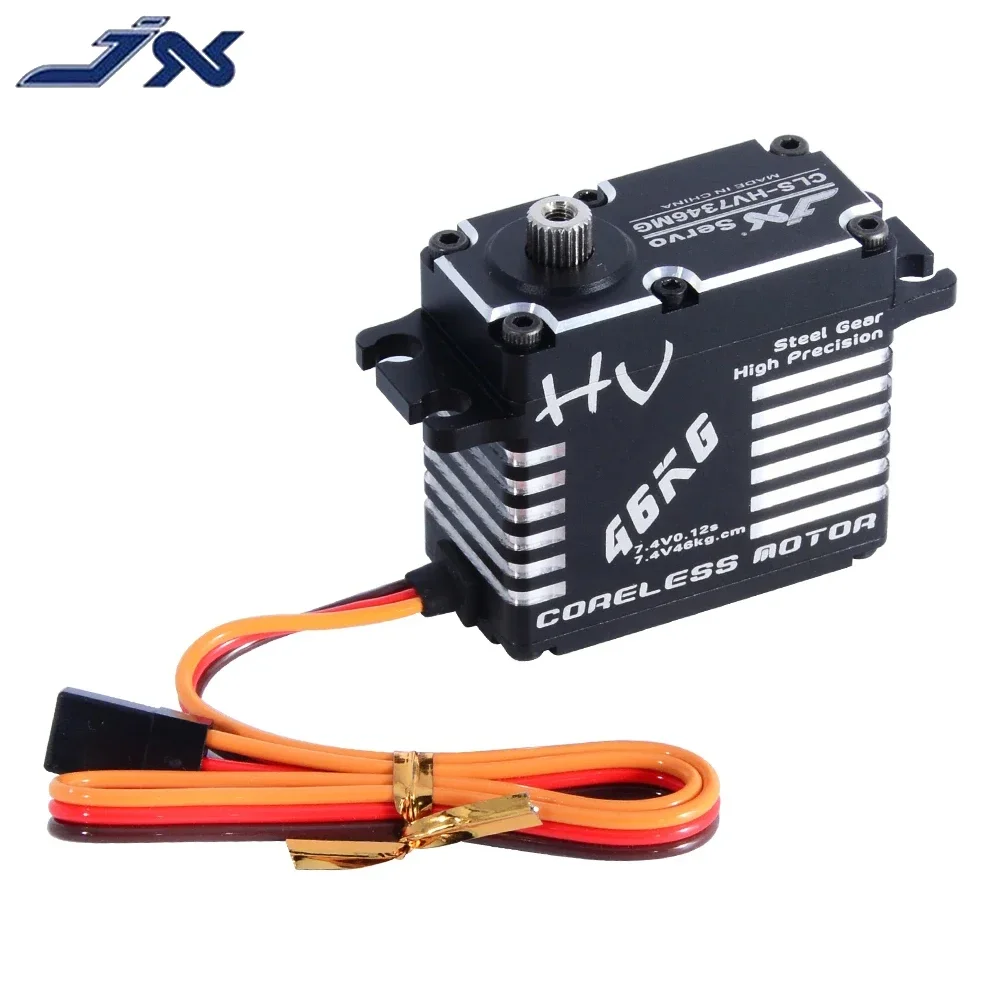 

JX CLS-HV7346MG 6-7.4V 46KG Waterproof HV Steel Gear Full CNC Aluminium Shell Coreless Digital Servo For Airplane Helicopter