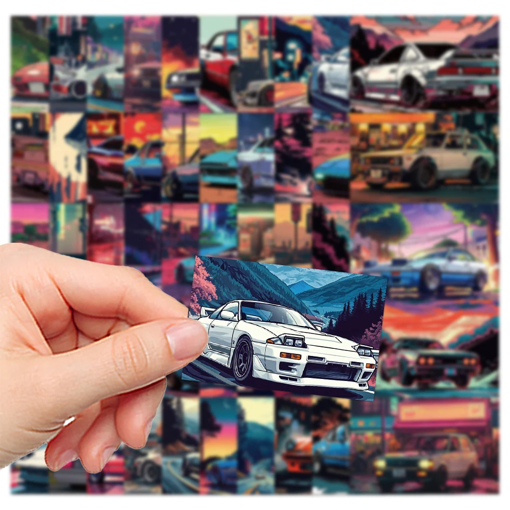

10/30/50pcs Vintage JDM Retrofit Racing Car Stickers Cool Cartoon Decals DIY Phone Motorcycle Car Graffiti Sticker for Kids Toy