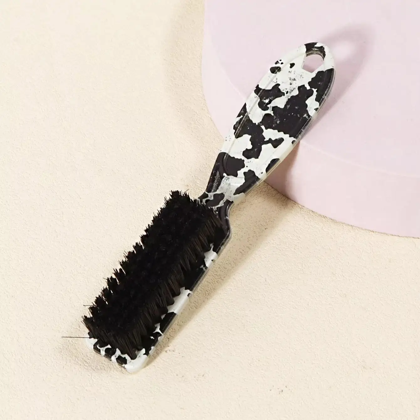 Hair Styling Edge Brush with Cow Print Design