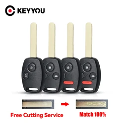 KEYYOU With Cutting Service 2/3/4BTN Remote Key Shell For Honda Civic Accord Fit CRV Pilot Insight Jazz HRV 2001-2003 Fob Case