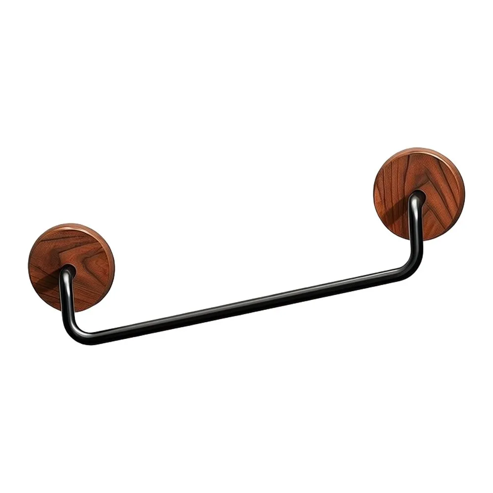 Stylish Black Towel Bar 50cm with Dual Suction Cups for Maximum Hold on Smooth Surfaces No Screws No Holes Needed