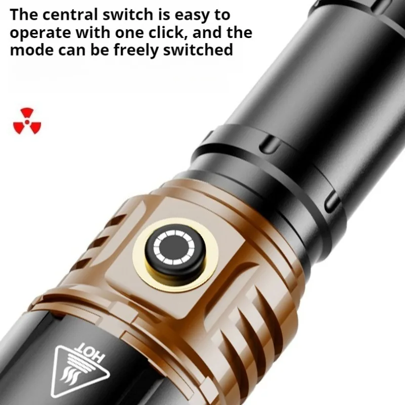 Strong Light High Power LED Flashlight Type-C Charging Waterproof Aluminum Alloy Torch Outdoor Camping Lantern Patrol