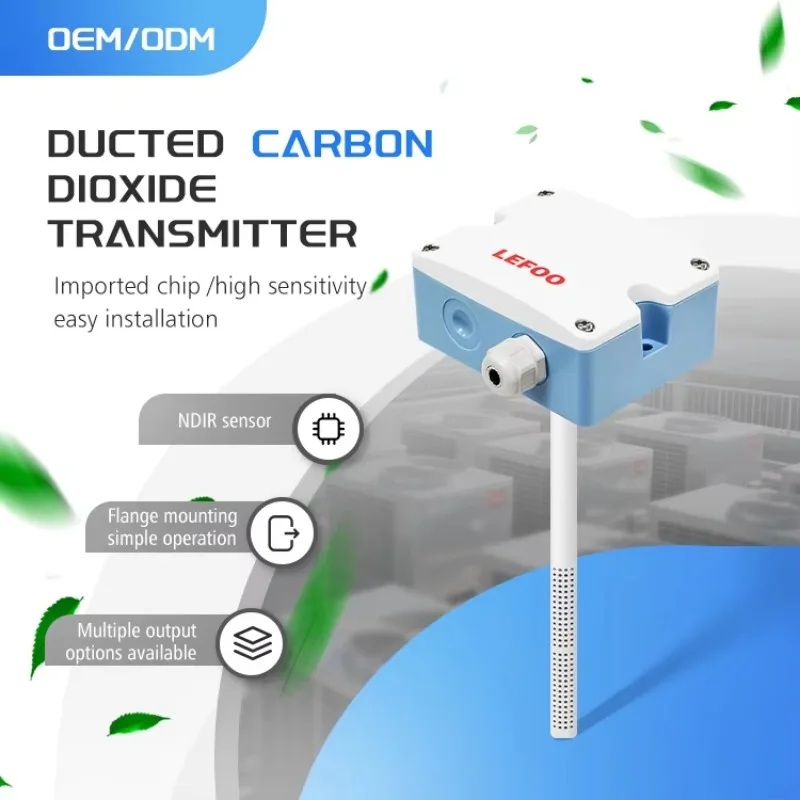 Ducted RS485 CO2 Sensor Detector Monitor Carbon Dioxide Transmitter for Exhaust Gas Column