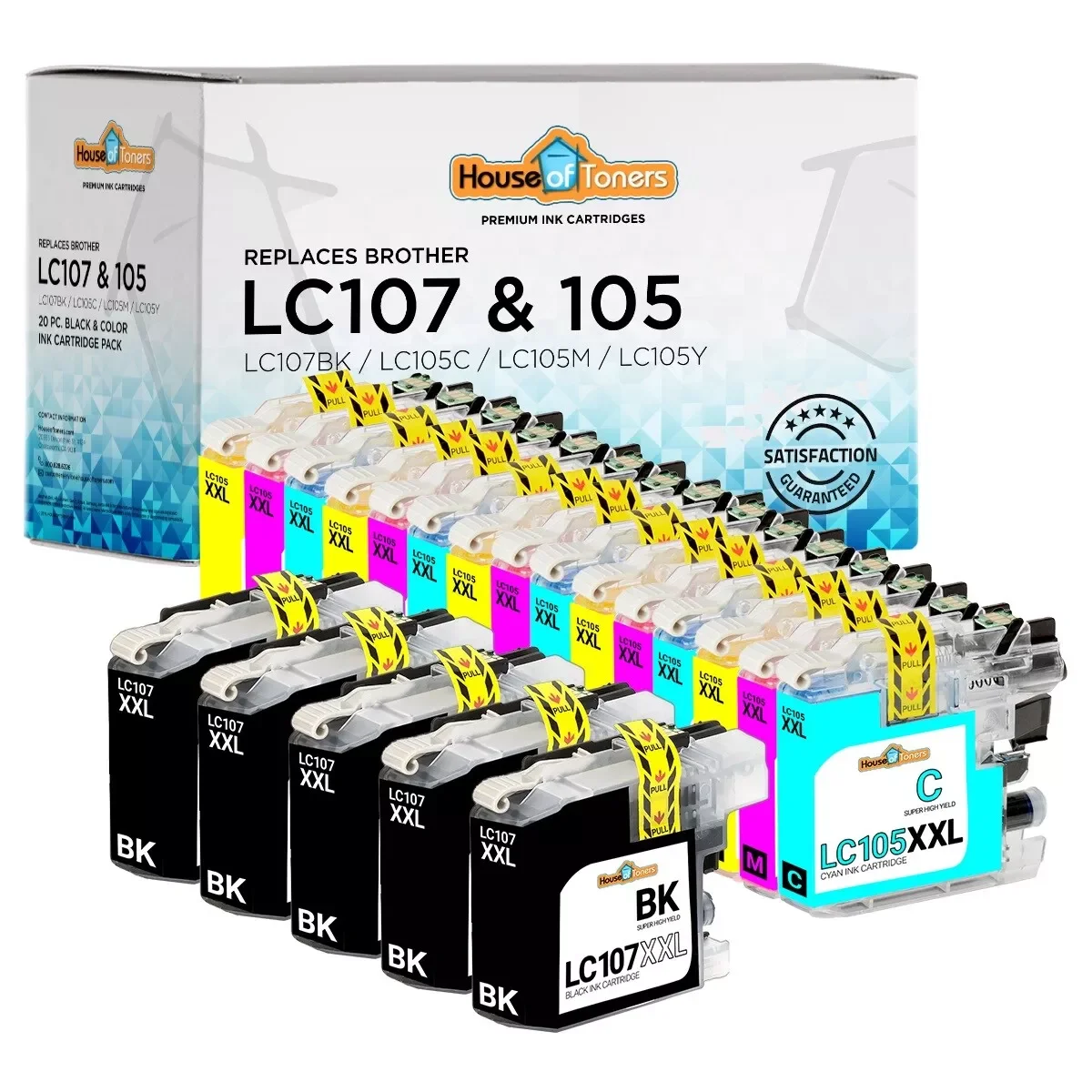 20PK LC107 LC105 XXL BCMY Ink Cartridges for Brother MFC-J4310DW J4410DW J4510DW