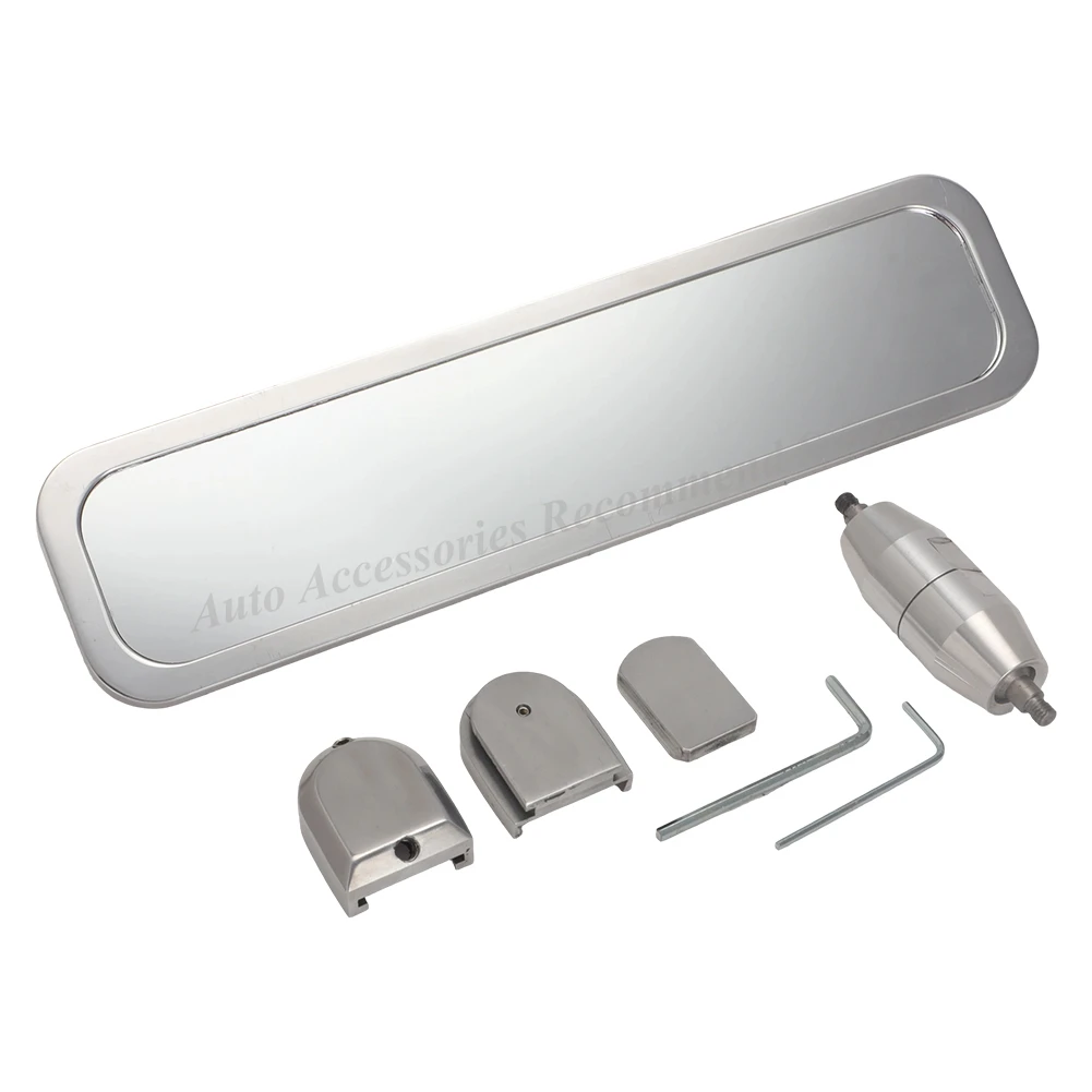 9,25 x 2,38 Zoll polierter Billet-Aluminium-Universal-Innenrückspiegel, kugelförmig gefräst – Detail 7