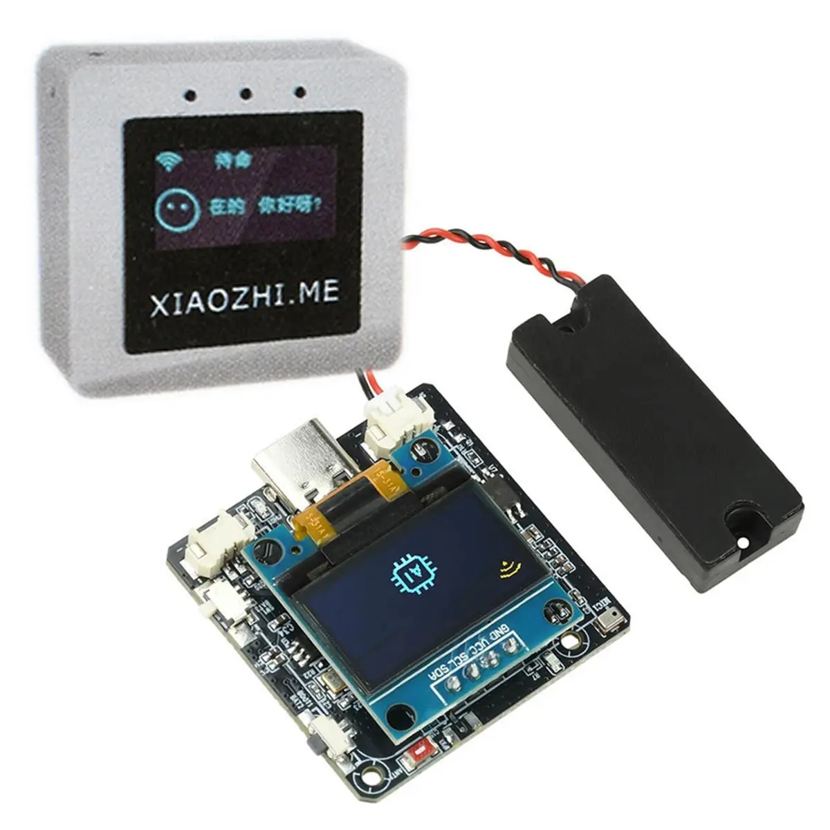 Happy New-  -C3 AI Voice WiFi Development Board with Case 0.96 Inch OLED Screen Voice Sensor Module for Xiaozhi