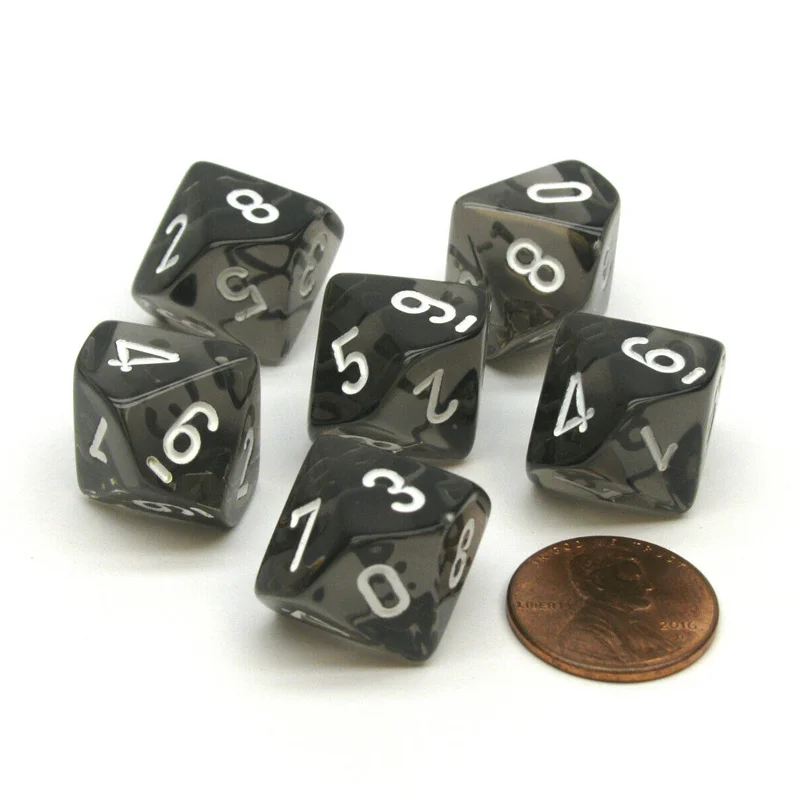 Dados transparentes coloridos para jogos de mesa, 10 dados de face, DND D10, 0-9, 50pcs por lote