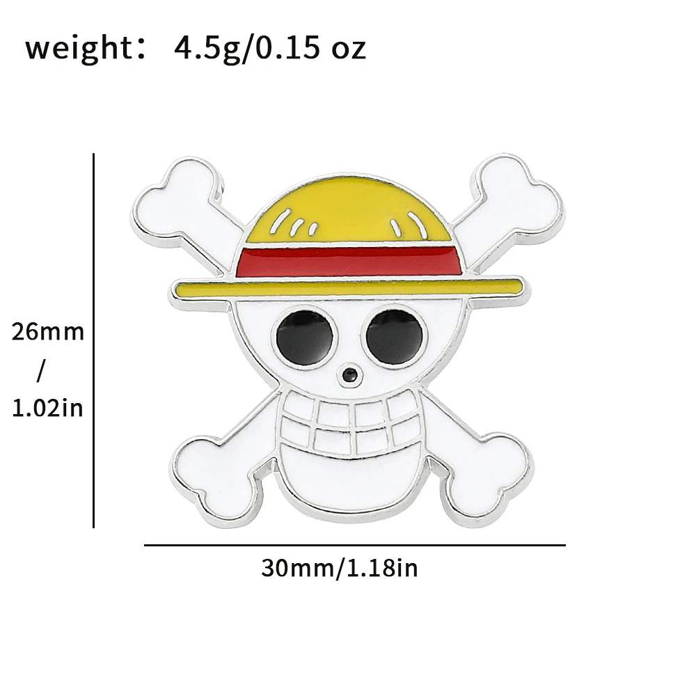 5 Pcs Cartoon Monkey D. Luffy Brooch Creative Skull Enamel Pin Backpack Clothing Jewelry Metal Badge Accessories Gift for Friend view 5