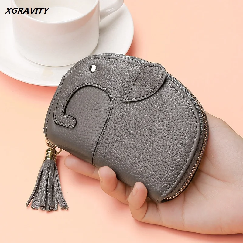 

H018 New RFID Genuine Leather Ladies Fashion Coin Purses Elegant Elephant Shaped Unisex Leisure Bank Card Holders ID Card Wallet