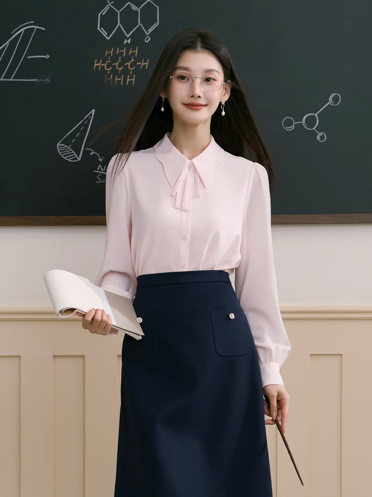 

Ele Pink Slim Tie irt for Women Profional Interview Commute Inner Wear Top Formal Busin irt Miss Bird Brand