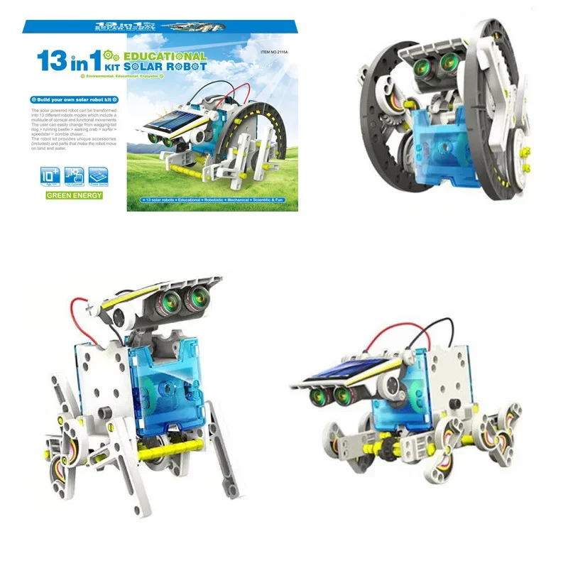 Kit de Robot de transformación con energía Solar para niños, 13 en 1, juguetes educativos de ciencia, ensamblaje STEM, regalo Ideal para niños